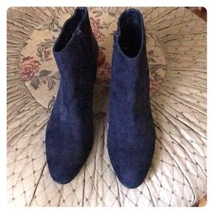 Navy suede and leather booties size 10W